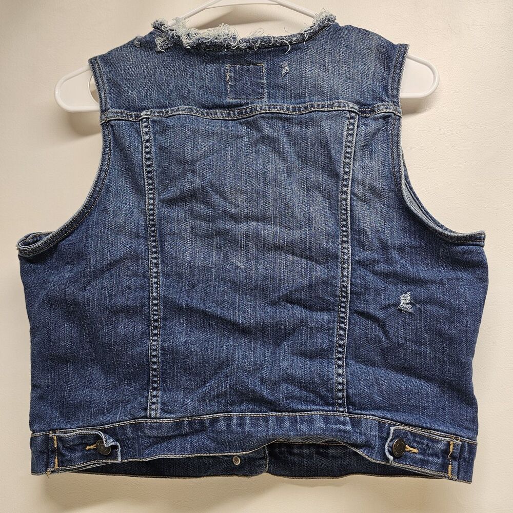 Old Navy Denim Vest L/G Gray Distressed Sleeveless SP14 VJ306488 Vintage Look - Picture 6 of 16